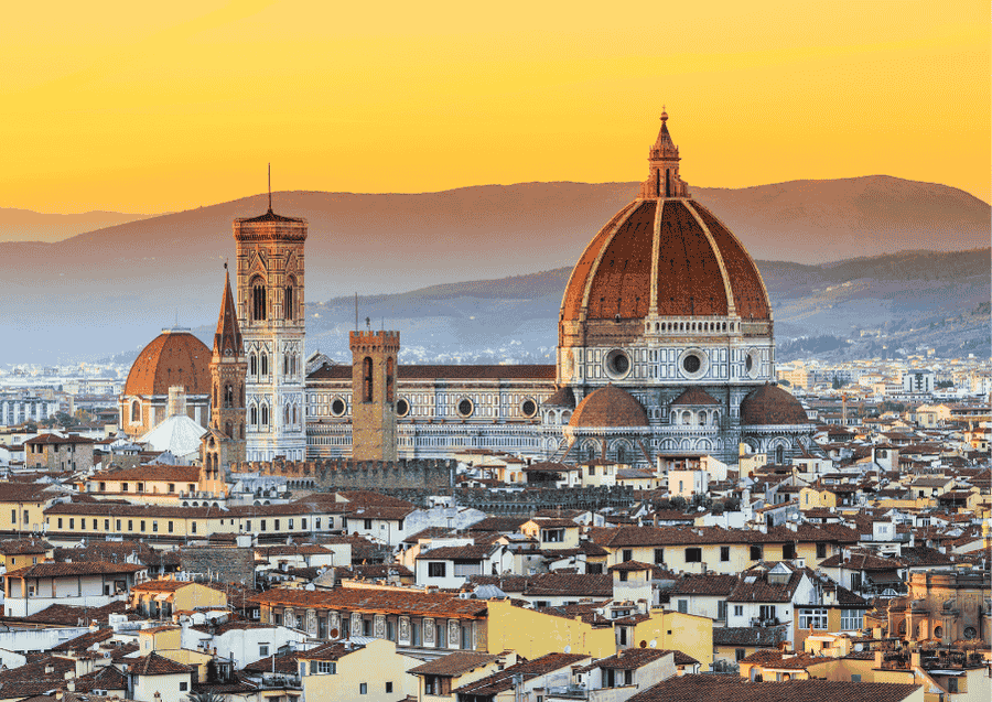 Florence Duomo at sunset from Michelangelo hill