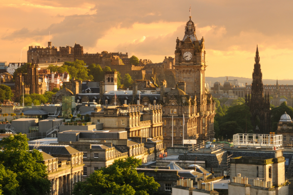 Edinburgh castle at sunset